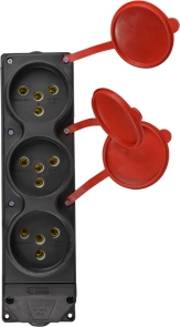Колодка каучукова 3Р+РЕ з захисними кришками тримісна (3×25А) IP44 №5