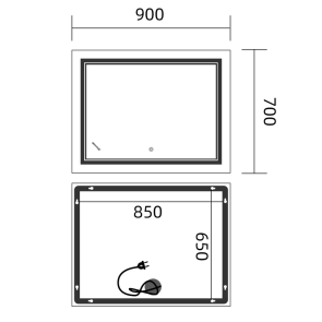 Зеркало Mixxus Premium QUADRO MR20-90x70-REVERSE (LED Touch, Anti-fog, димер) (MP6621) №11