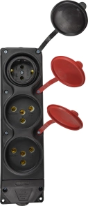 Колодка каучукова 3Р+РЕ з захисними кришками тримісна (2×25А/1×16A*2P+PE) IP44 №5