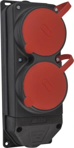 Колодка каучукова 3Р+РЕ з захисними кришками двомісна (2×25А) IP44 №1