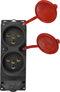 Колодка каучукова 3Р+РЕ з захисними кришками двомісна (2×25А) IP44 №6