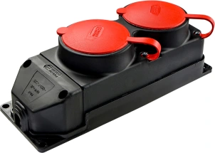 Колодка каучукова 3Р+РЕ з захисними кришками двомісна (2×25А) IP44 №7