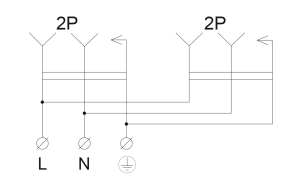 Колодка каучукова 2Р+PE з захисними кришками двомісна 16А IP44 №2