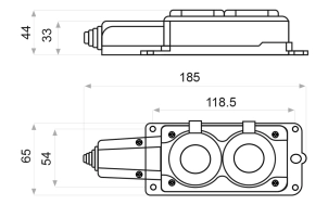 Колодка каучукова 2Р+PE з захисними кришками двомісна 16А IP44 №4