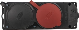 Колодка каучуковая 3Р+РЭ с защитными крышками двухместная (1×25А/1×16A*2P+PE) IP44 №5