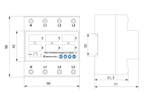 Реле контроля напряжения и тока RKV 4P 63A №2