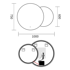 Зеркало Mixxus Premium TOPPER MC01-100x75 (LED Touch, Anti-fog, димер (3-6,5kK) (MP6631) №4