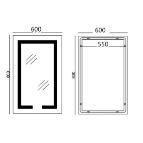 Зеркало Mixxus HARD MR06-60x80-CASE с LED Touch, Anti-fog, димером, регулировкой яркости, часами (M №2
