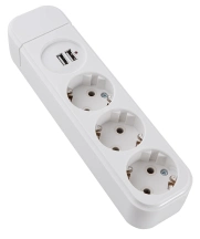 Колодка 3-місна ( 2Р+РЕ +USB) КП-З-USB-10