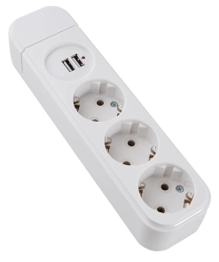 Колодка 3-місна ( 2Р+РЕ +USB) КП-З-USB-10 №1