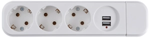 Колодка 3-місна ( 2Р+РЕ +USB) КП-З-USB-10 №2