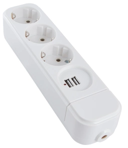 Колодка 3-місна ( 2Р+РЕ +USB) КП-З-USB-10 №3