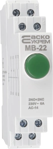 Модульна кнопка без фіксації 2NO+2NC 230V АС МВ-22 зелена №1