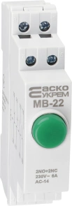 Модульна кнопка без фіксації 2NO+2NC 230V АС МВ-22 зелена №2
