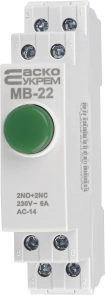 Модульна кнопка без фіксації 2NO+2NC 230V АС МВ-22 зелена №4