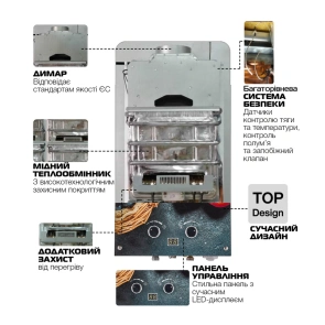 Газова колонка MIXXUS GWH-0310 BASIC GLASS димохідна 10 л/хв (панель зі скла з малюнком) (WH00 №3