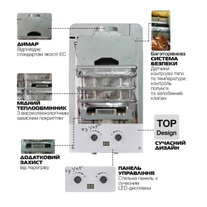 Газовая колонка MIXXUS GWH-0610 BASIC GLASS дымоходная 10 л/мин (панель из стекла с рисунком) (WH00 №2