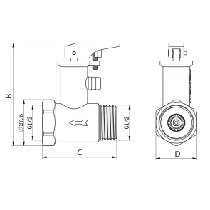 Предохранительный клапан для бойлера Koer KR.1046.K - 1/2” 6BAR (c ручкой) (KR4764) №2