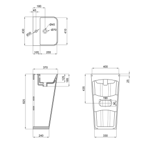 Раковина моноблок Mixxus STYLE-1101 с отверстием под смеситель и переливом 440х380х830mm (MI6696) №2