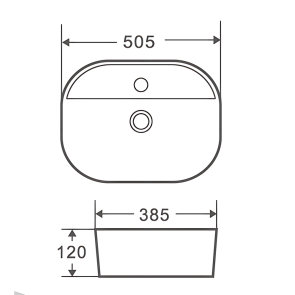 Раковина накладная Mixxus Premium ELLIPSE-0203 510х375х120mm с отверстием под смеситель (MP6678) №2