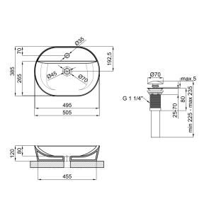 Раковина накладная Mixxus Premium ELLIPSE-0203 510х375х120mm с отверстием под смеситель (MP6678) №6