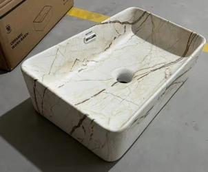 Раковина накладная Mixxus Premium QUADRO-0208 MARBLE 480х315х140mm с переливом (MP6518) №7