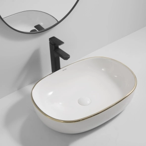 Раковина накладна Mixxus Premium ELLIPSE-0105 EDGE GOLD 600х400х150mm (MP6564) №2