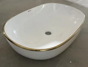 Раковина накладна Mixxus Premium ELLIPSE-0105 EDGE GOLD 600х400х150mm (MP6564) №3