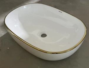 Раковина накладна Mixxus Premium ELLIPSE-0105 EDGE GOLD 600х400х150mm (MP6564) №4