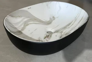Раковина накладная MIXXUS PREMIUM ELLIPSE-0105 MARBLE-BLACK 600х400х150mm (MP6565) №5