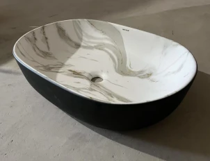 Раковина накладная MIXXUS PREMIUM ELLIPSE-0105 MARBLE-BLACK 600х400х150mm (MP6565) №6