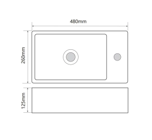 Раковина накладная Mixxus Premium QUADRO-0207 480х260х125mm с отверстием под смеситель (MP6503) №8