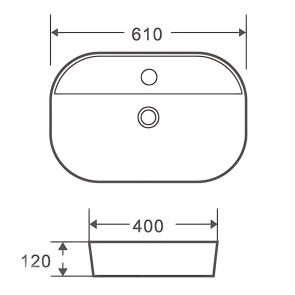 Раковина накладная Mixxus Premium ELLIPSE-0204 600х380х115mm с отверстием под смеситель (MP6679) №6