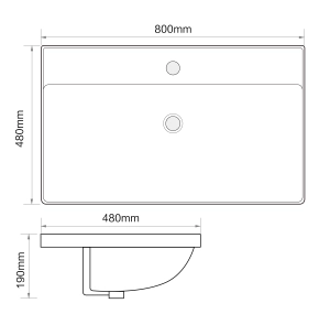 Раковина меблева MIXXUS PREMIUM STYLE-1503 800х480х190mm з отвором під змішувач та переливом ( №8