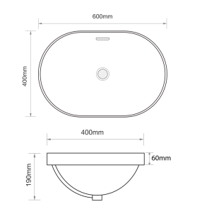 Раковина врізна на стільницю Mixxus Premium ELLIPSE-1601 600х400х190mm з переливом (MP6569) №5