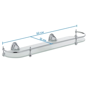 Скляна полиця у ванну кімнату з обмежувачем Zerix LR1507 (LL1406) №2