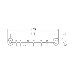 Планка з 6-ма гачками 415 мм Haiba HB1915-6 (HB0726) №2