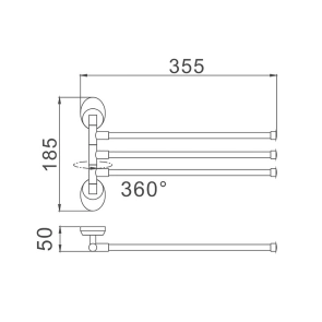 Рушникотримач поворотний 350 мм Haiba HB1613 (HB0456) №2