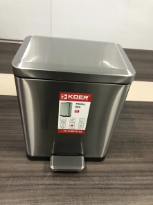 Мусорное ведро с плавным закрытием прямоугольное Koer TC-010315-02 15 л цвет нержавейка (KR5603) №8