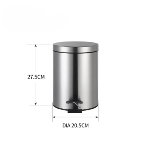 Відро для сміття з плавним закриттям кругле Zerix Solo-TC0205 SS Color 5л колір нержавіюча сталь (ZX5888) №3