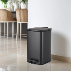 Відро для сміття з плавним закриттям квадратне Zerix Kubix-TC0108 Black 8 л колір чорний (ZX5892) №2