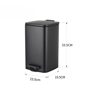Відро для сміття з плавним закриттям квадратне Zerix Kubix-TC0108 Black 8 л колір чорний (ZX5892) №6