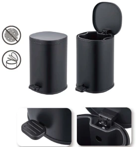 Мусорное ведро с плавным закрытием овальное Zerix Prime-TC0105 Black 5л цвет черный (ZX5902) №6