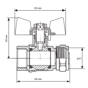 Кран кульовий Koer Wing 20x3/4F (KR.352) (LL1660) №4