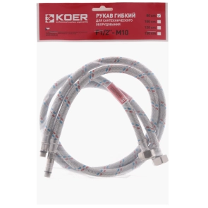 Гнучкі шланги для змішувача гайка 1/2'' - Штуцер M10 (80 см) 2 шт Koer (KR0276) №2