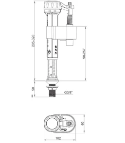 Арматура наповнювальна Koer KT-0103-3/8" з нижнім підведенням, латун. різьблення 3/8" (JP5609) №3