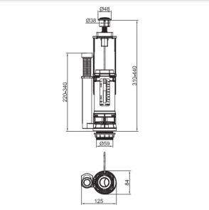 Комплект арматуры Koer KT-0301-1/2" (спускная 2-х + наполнительная с универс. подключением) (KR5058 №3