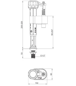 Арматура наполнительная Koer KT-0103-1/2" с нижним подключением и латунной резьбой 1/2" (KR5331) №2