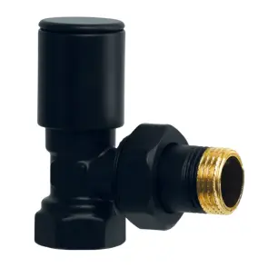 Кран для полотенцесушителя угловой Koer KR.531.Black - 1/2" (KR5103) №1