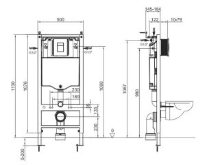 Інсталяція для підвісного унітазу Koer KT-0504-01 500x126x1150mm з панеллю змиву KT-0607-01 Хром ( №4
